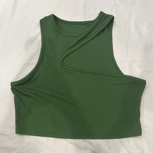 Green Asymmetrical Crop Top